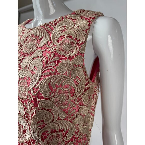 Eliza J Womens Sleeveless Lace Overlay Shift Dress Pink & Ivory Size 6 - Picture 2 of 16